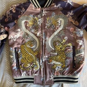 Embroidered Custom Dragon and Tiger Bomber Jacket
